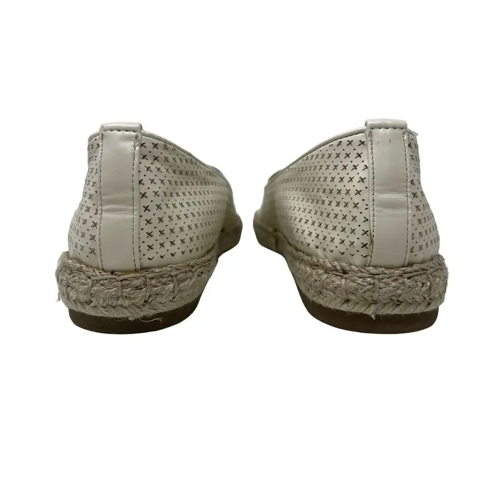 Charter Club Jonip Ivory Laser Cut Faux Leather Espadrilles 9